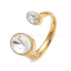 304 Stainless Steel Pave Clear Cubic Zirconia Cuff Open Rings for Women&nbsp;RJEW-F207-03E-G