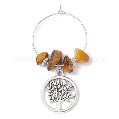12Pcs Flat Round with Tree of Life Alloy Pendants Wine Glass Charms Sets&nbsp;AJEW-JO00218