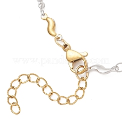 Two Tone 304 Stainless Steel Wavy Bar Link Chain Bracelet Making&nbsp;AJEW-JB01592