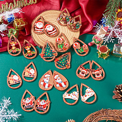20Pcs 10 Styles Christmas Theme Wood Big Pendants&nbsp;WOOD-TA0001-92