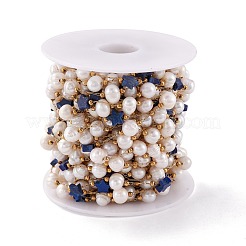 Natural Lapis Lazuli Star and Pearl Beaded Chains&nbsp;CHS-I018-01G-06