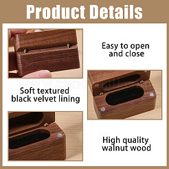 Rectangle Walnut Wood Rings Storage Boxes&nbsp;CON-WH0112-017B