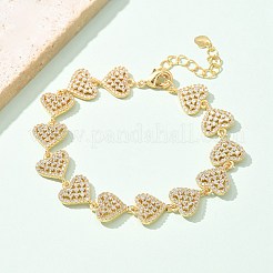 Brass Micro Pave Clear Cubic Zirconia Link Chain Bracelets&nbsp;BJEW-M053-02G