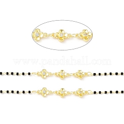 Handmade Eco-friendly Brass Flower Link Chains with Clear Cubic Zirconia&nbsp;CHC-E023-10G