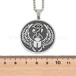Religion 201 Stainless Steel Eye of Horus Egyptian Scarab Pendant Egyptian Scarab Box Chain Necklaces&nbsp;SA-H003-02P