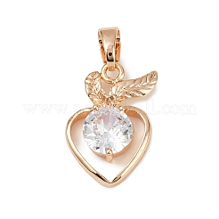 Brass Micro Pave Cubic Zirconia Pendants&nbsp;KK-E795-27KCG-01