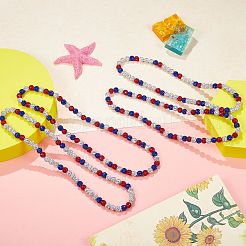 Polymer Clay Rhinestone Round Beaded Necklaces&nbsp;NJEW-SW00049-07