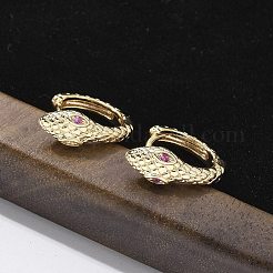 Brass Cubic Zirconia Hoop Earrings&nbsp;EJEW-Q014-09G