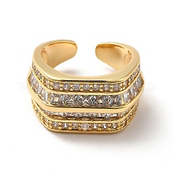 Clear Cubic Zirconia Multi Line Open Cuff Ring&nbsp;RJEW-C041-01G