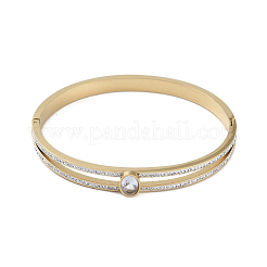 Ion Plating(IP) 304 Stainless Steel Pave Crystal Rhinestone Hinged Bangles&nbsp;BJEW-P317-02G