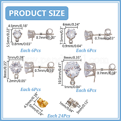 925 Sterling Silver Micro Pave Cubic Zirconia Stud Earring Findings&nbsp;STER-AR0001-28