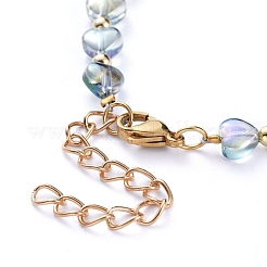 Heart Transparent Spray Painted Glass Beaded Bracelets&nbsp;BJEW-JB05215-02