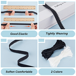 25M 2 Colors Flat Polyester Elastic Cord with Flower Edge&nbsp;OCOR-BC0006-90