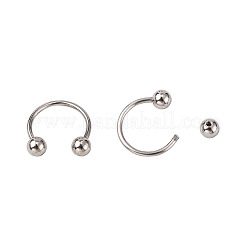 Non-Tarnish 316L Surgical Stainless Steel Circular/Horseshoe Barbell with Round Ball&nbsp;AJEW-P002-07