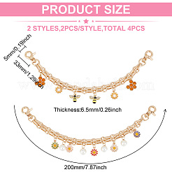 Daisy/Bee Alloy Enamel & ABS Plastic Imitation Pearl Pendant Decorative Purse Chains&nbsp;AJEW-AB00121