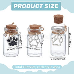20Pcs 10 Styles Glass Jar Glass Bottles&nbsp;AJEW-PH01592
