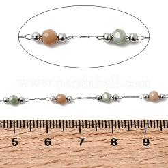 Handmade Natural Indian Agate & 316 Stainless Steel Round Link Chains&nbsp;CHS-L033-07P-04