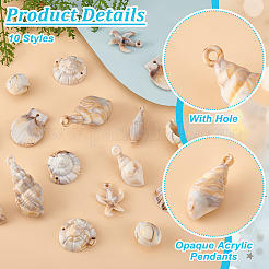 100Pcs 10 Styles Opaque Acrylic Pendants&nbsp;OACR-PH0004-41