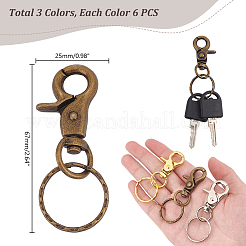 18Pcs 3 Colors Iron Swivel Clasps with Key Rings&nbsp;HJEW-PH0001-79