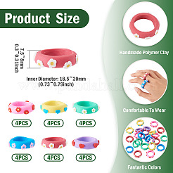 24Pcs 6 Colors Handmade Polymer Clay Finger Rings&nbsp;CLAY-TA0002-12