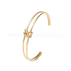 304 Stainless Steel Double Layers Cuff Bangles for Women&nbsp;BJEW-Z165-01G