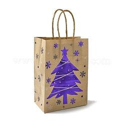 Christmas Theme Blue Printed Kraft Paper Tote Bags with Handles&nbsp;ABAG-B006-04B