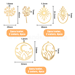 12Pcs 6 Style 201 Stainless Steel Pendants&nbsp;STAS-DC0014-35