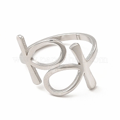 Non-Tarnish 304 Stainless Steel Feminie Sign Open Cuff Ring for Women&nbsp;RJEW-B027-01P