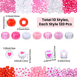 1200Pcs 10 Styles Opaque Plastic and  Opaque Acrylic Beads&nbsp;KY-PA0001-15A