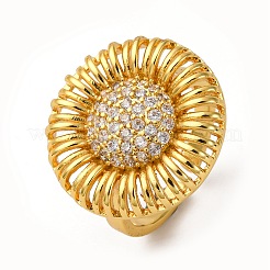 Brass Micro Pave Cubic Zirconia Cuff Rings&nbsp;RJEW-D323-03G