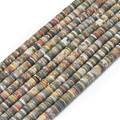 Natural Red Picasso Jasper/Polychrome Jasper Beads Strands&nbsp;G-P575-B10-6x1mm