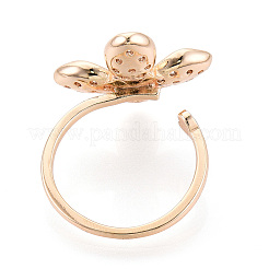Flower Brass Micro Pave Clear Cubic Zirconia Cuff Ring Settings&nbsp;KK-T076-70G