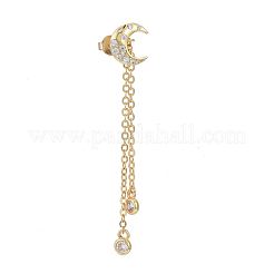 Brass Micro Pave Clear Cubic Zirconia Dangle Stud Earrings&nbsp;EJEW-K083-16G