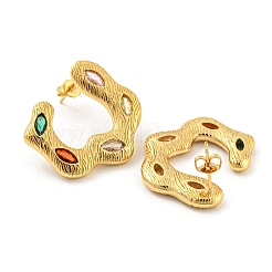 Rack Plating Brass Stud Earrings. with Colorful Cubic Zirconia&nbsp;EJEW-K263-10G