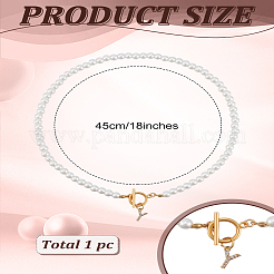 1Pc Brass Clear Cubic Zirconia Letter Pendant Necklaces&nbsp;NJEW-LP0001-32Y