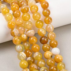 Natural Striped Agate/Banded Agate Beads Strands&nbsp;G-Z060-A01-C20