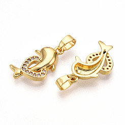 Brass Micro Pave Cubic Zirconia Pendants&nbsp;KK-N257-11G