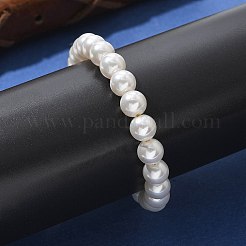 Shell Pearl Beaded Slider Bracelet with Brass Snake Chain&nbsp;X-BJEW-B066-01B-02
