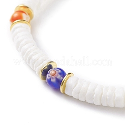 Natural White Shell Heishi Beads Stretch Bracelet&nbsp;BJEW-JB07266-01