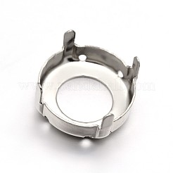 Flat Round Brass Sew on Prong Settings&nbsp;KK-N0084-A13-16mm