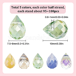 250pcs 5 Colors Transparent Electroplate Glass with Imitation Jade Glass Beads Strands&nbsp;EGLA-SP0001-06