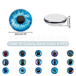 60Pcs 15 Colors Glass Cabochons&nbsp;GGLA-GA0001-36
