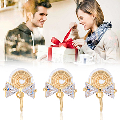 10Pcs Brass Micro Pave Clear Cubic Zirconia Clip-on Earring Findings&nbsp;KK-BBC0022-19