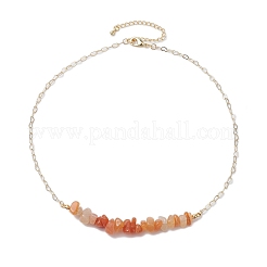 Natural Red Aventurine Chip Bib Necklaces&nbsp;NJEW-JN04950-06