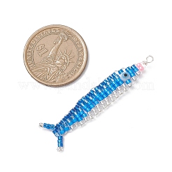 Copper Wired Glass Seed Beaded Pacific Saury Pendants&nbsp;PALLOY-MZ01105