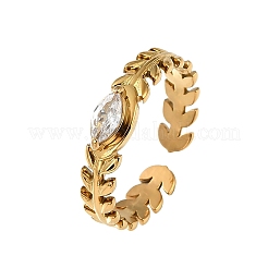 304 Stainless Steel Rhinestone Cuff Rings for Women&nbsp;RJEW-L134-001G-06