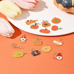 30Pcs 15 Styles Thanksgiving Day Golden Tone Alloy Enamel Pendants&nbsp;ENAM-FS0002-02