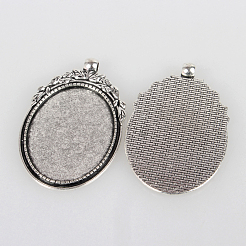 Tibetan Style Alloy Pendant Cabochon Settings&nbsp;X-TIBEP-N003-40AS