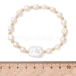 Natural Cultured Freshwater Pearl & Baroque Pearl Keshi Pearl Beads Stretch Bracelets for Women&nbsp;BJEW-JB13513