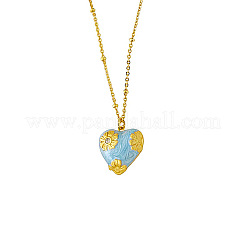 Brass Enamel Flower Heart Pendant Satellite Chain Necklaces&nbsp;WGA6401-02